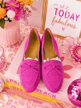 J.Crew Sweet Bow Loafers in Fuchsia